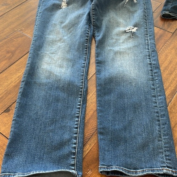 KUT blue denim jeans distressed torn straight leg high rise size 14 - Picture 6 of 14